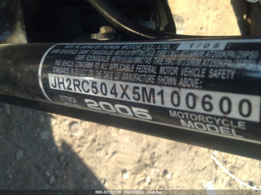 2005 HONDA VT750 CA JH2RC504X5M100600