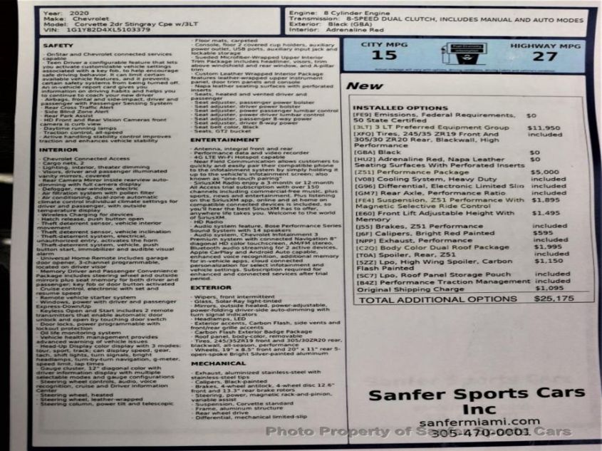 2020 CHEVROLET CORVETTE 3LT 1G1Y82D4XL5103379