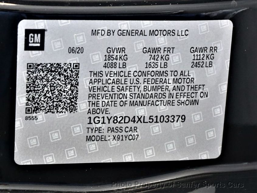 2020 CHEVROLET CORVETTE 3LT 1G1Y82D4XL5103379