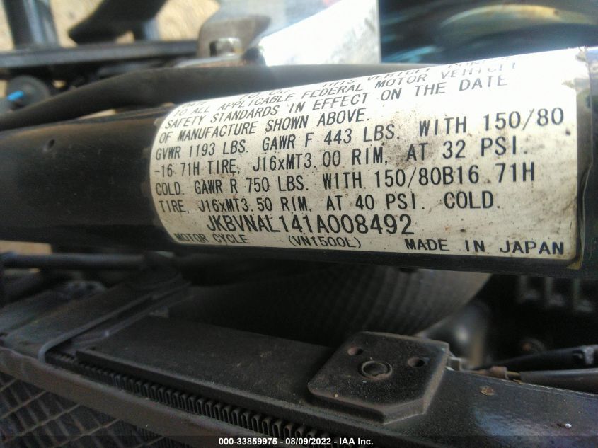 2001 KAWASAKI VN1500 L JKBVNAL141A008492