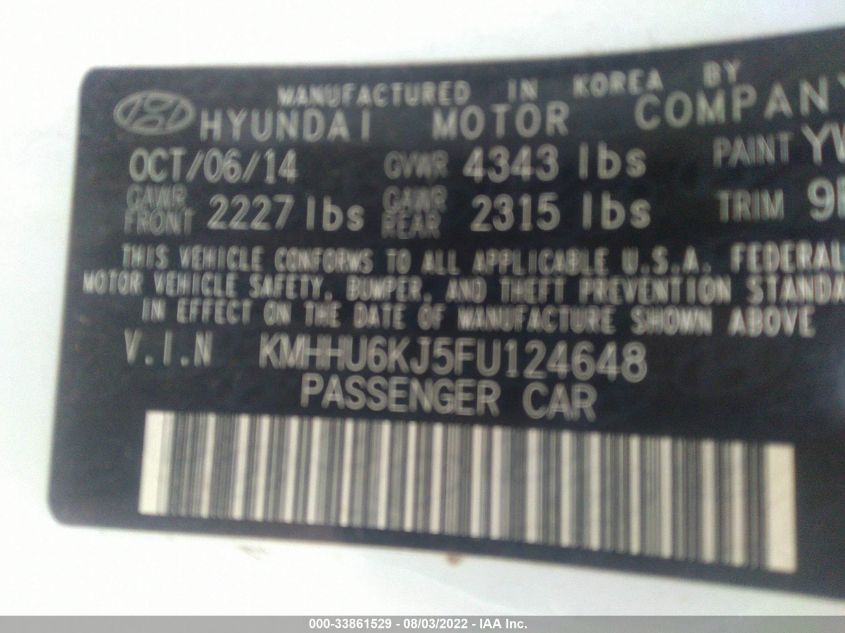 2015 HYUNDAI GENESIS COUPE 3.8L KMHHU6KJ5FU124648