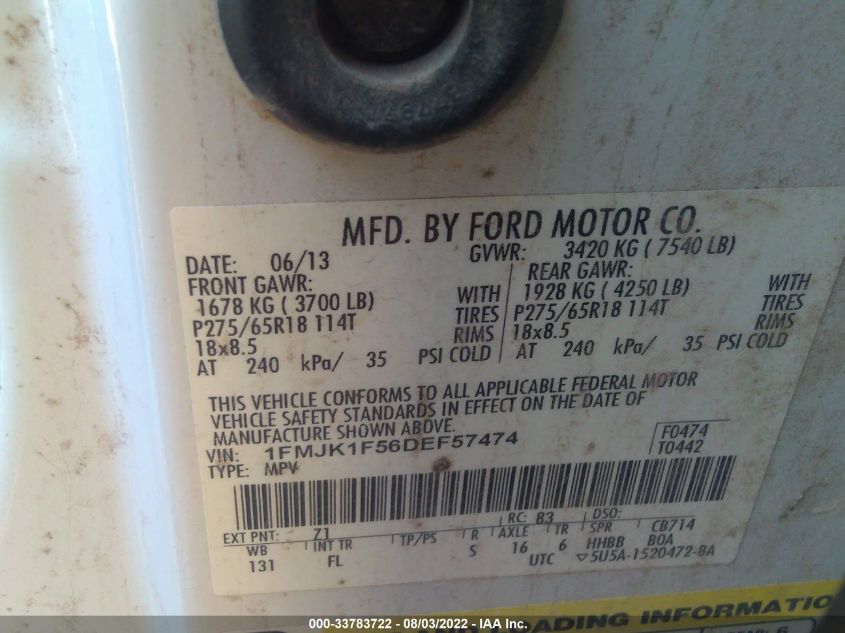 2013 FORD EXPEDITION EL XL 1FMJK1F56DEF57474