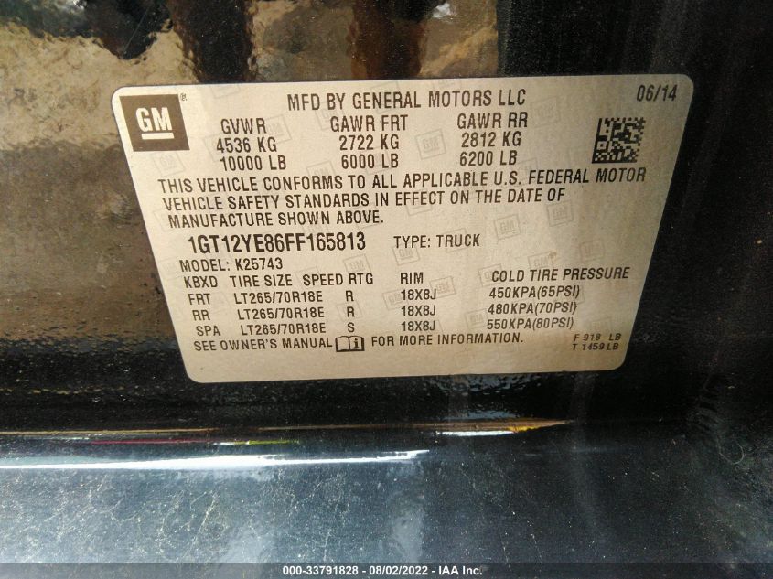 2015 GMC SIERRA 2500HD SLE 1GT12YE86FF165813