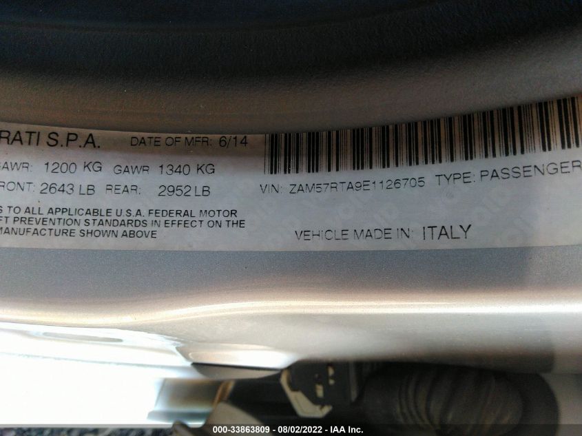 2014 MASERATI GHIBLI S Q4 ZAM57RTA9E1126705