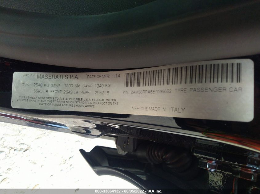 2014 MASERATI QUATTROPORTE S Q4 ZAM56RRA8E1095652