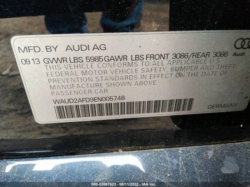 2014 AUDI S8 WAUD2AFD9EN005748