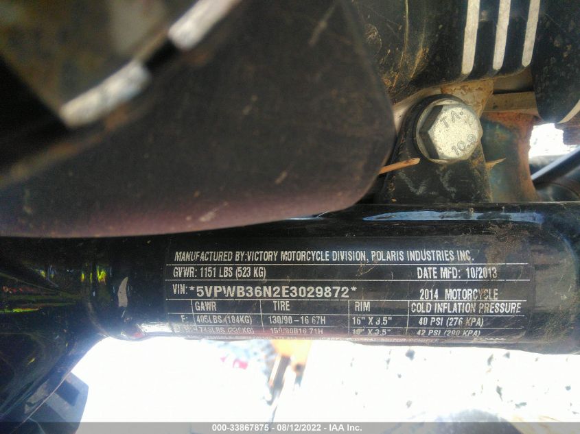 2014 VICTORY MOTORCYCLES HIGH-BALL 5VPWB36N2E3029872