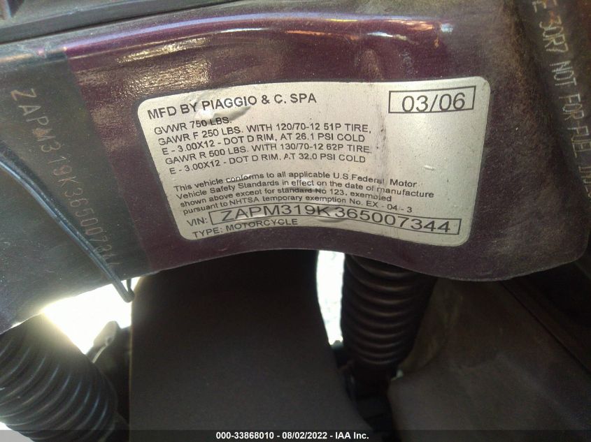 2006 VESPA GRANTURISMO 200 ZAPM319K365007344
