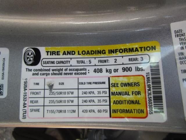2020 LINCOLN CONTINENTAL STANDARD 1LN6L9PK3L5603055
