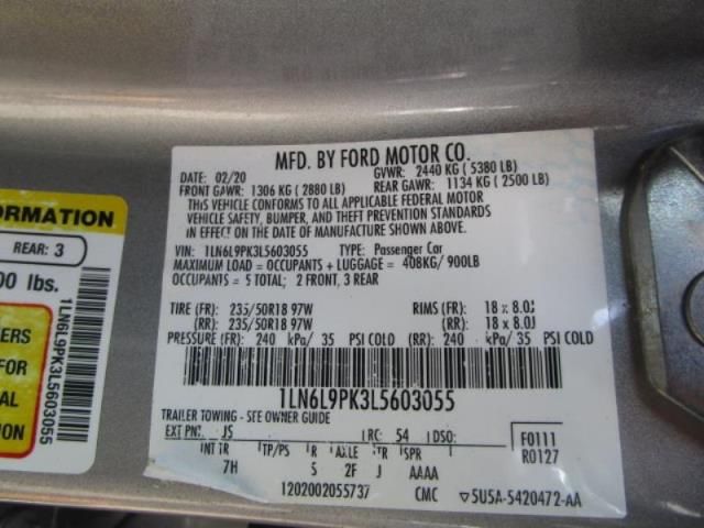 2020 LINCOLN CONTINENTAL STANDARD 1LN6L9PK3L5603055