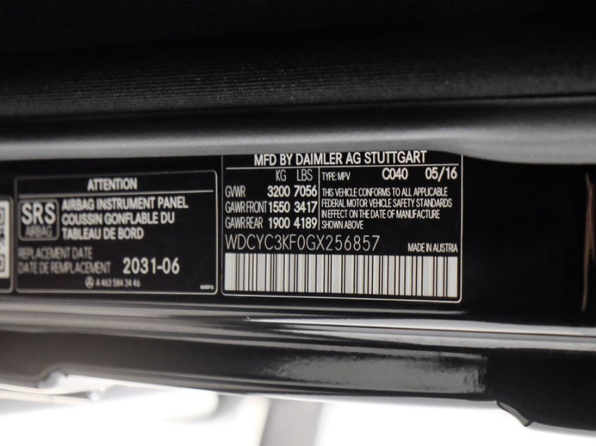 2016 MERCEDES-BENZ G-CLASS G 550 WDCYC3KF0GX256857