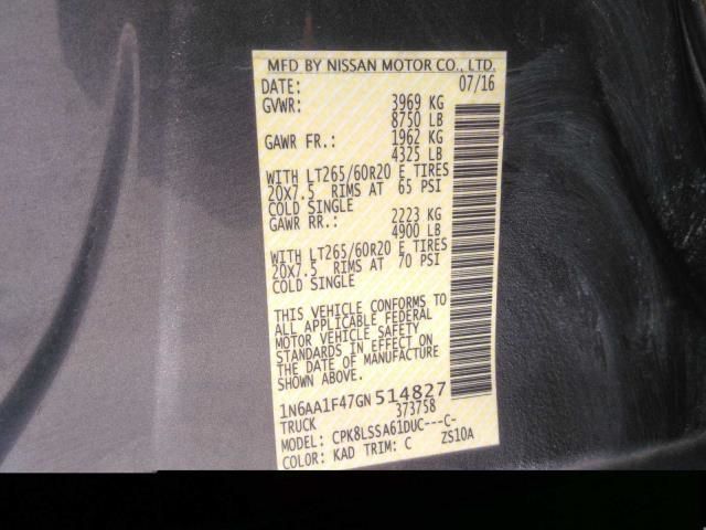 2016 NISSAN TITAN XD SV 1N6AA1F47GN514827