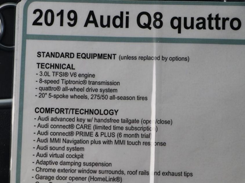 2019 AUDI Q8 PRESTIGE WA1FVAF14KD006827