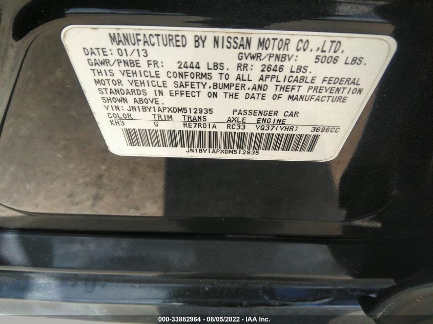 2013 INFINITI M37 JN1BY1APXDM512935