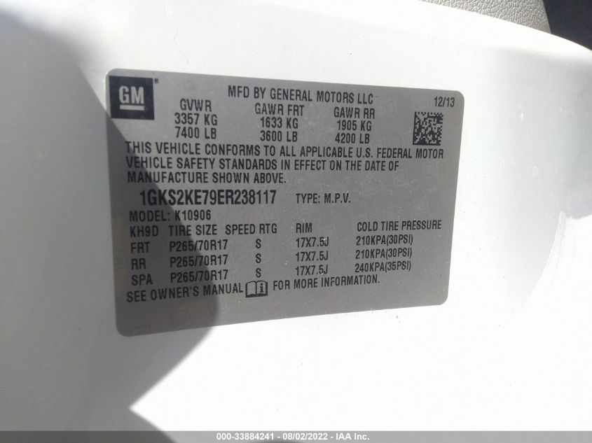 2014 GMC YUKON XL SLT 1GKS2KE79ER238117