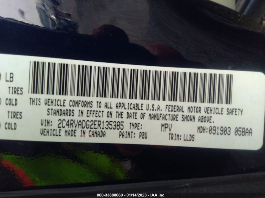 2014 VOLKSWAGEN ROUTAN SEL PREMIUM 2C4RVADG2ER135385