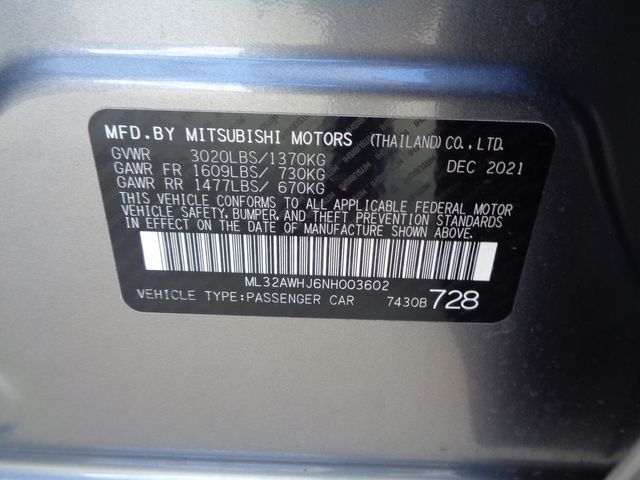 2022 MITSUBISHI MIRAGE SE/BLACK EDITION ML32AWHJ6NH003602