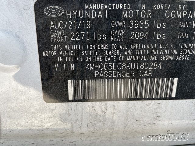 2019 HYUNDAI IONIQ HYBRID BLUE KMHC65LC8KU180284