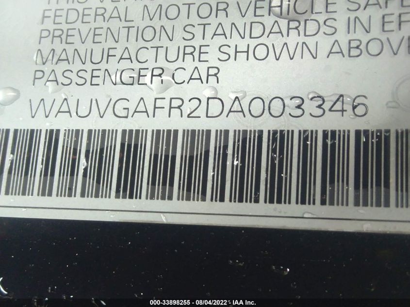 2013 AUDI S5 PRESTIGE WAUVGAFR2DA003346