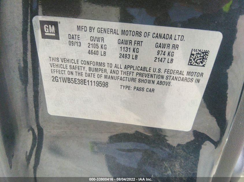 2014 CHEVROLET IMPALA LIMITED LT 2G1WB5E38E1119598