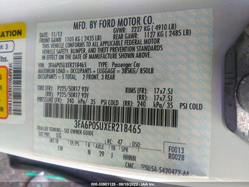 2014 FORD FUSION ENERGI TITANIUM 3FA6P0SUXER218465