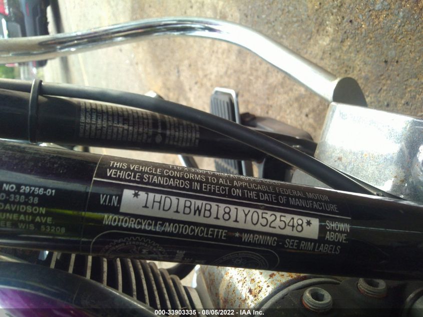 2001 HARLEY-DAVIDSON FLSTCI 1HD1BWB181Y052548