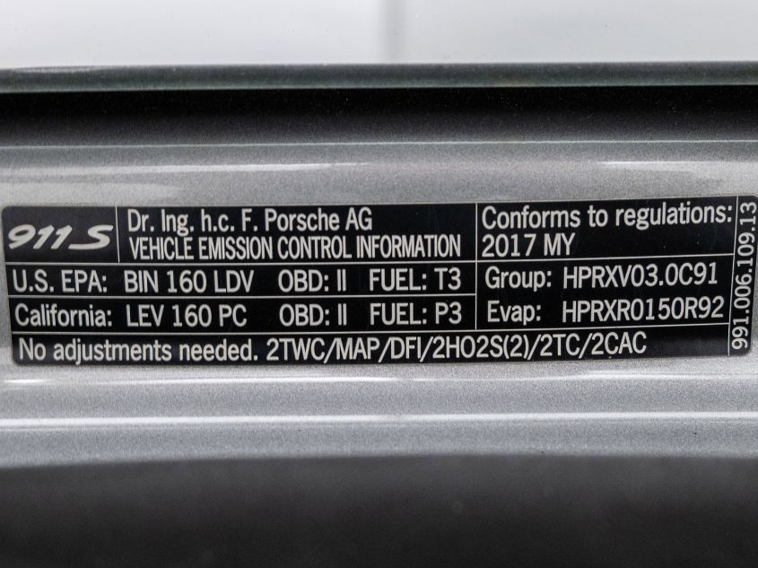 2017 PORSCHE 911 CARRERA WP0AB2A90HS122168