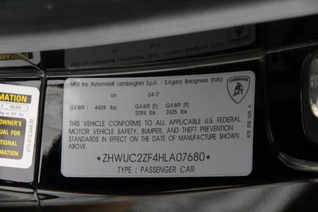 2017 LAMBORGHINI HURACAN ZHWUC2ZF4HLA07680