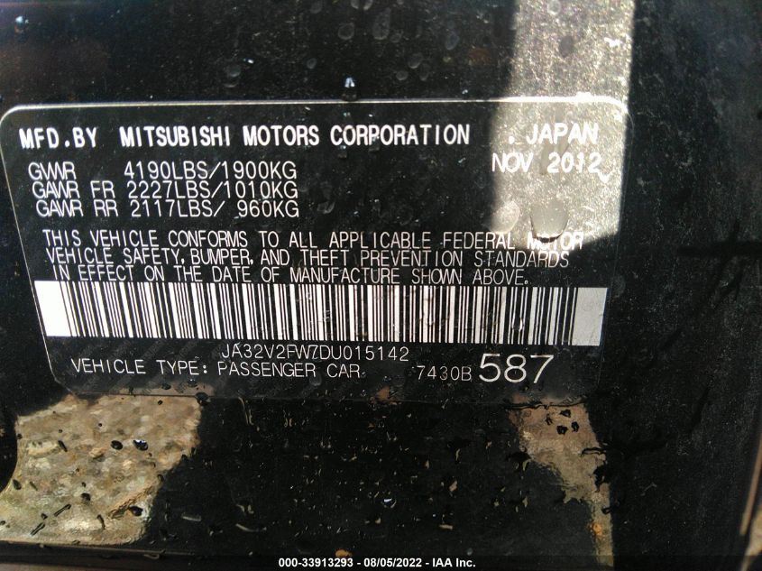2013 MITSUBISHI LANCER SE JA32V2FW7DU015142