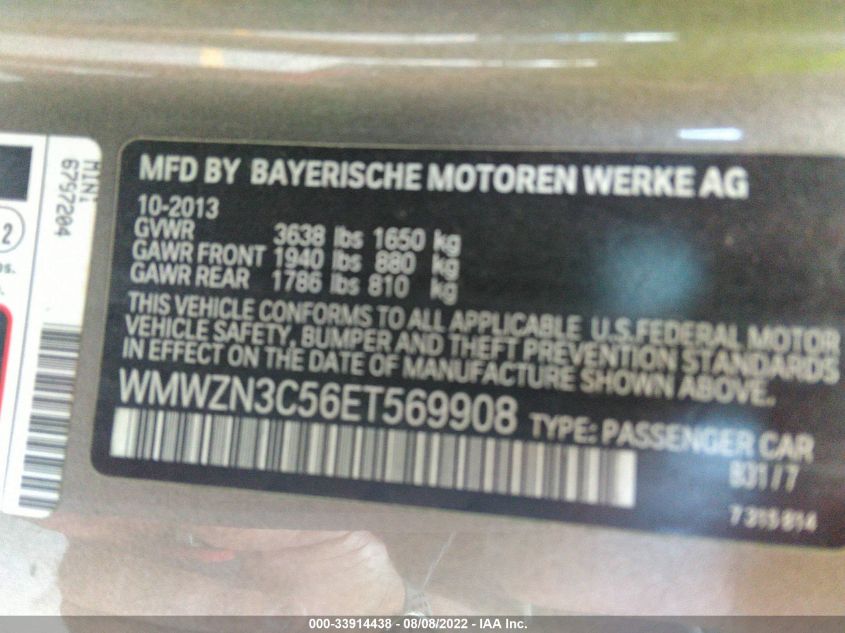 2014 MINI COOPER CONVERTIBLE WMWZN3C56ET569908