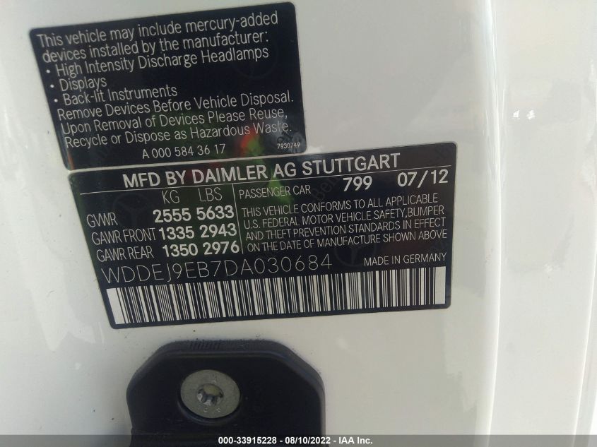 2013 MERCEDES-BENZ CL-CLASS CL 550 WDDEJ9EB7DA030684