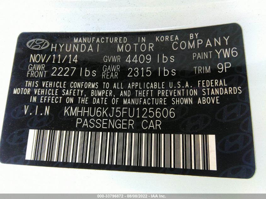 2015 HYUNDAI GENESIS COUPE 3.8L ULTIMATE KMHHU6KJ5FU125606