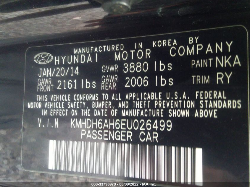 2014 HYUNDAI ELANTRA COUPE KMHDH6AH6EU026499