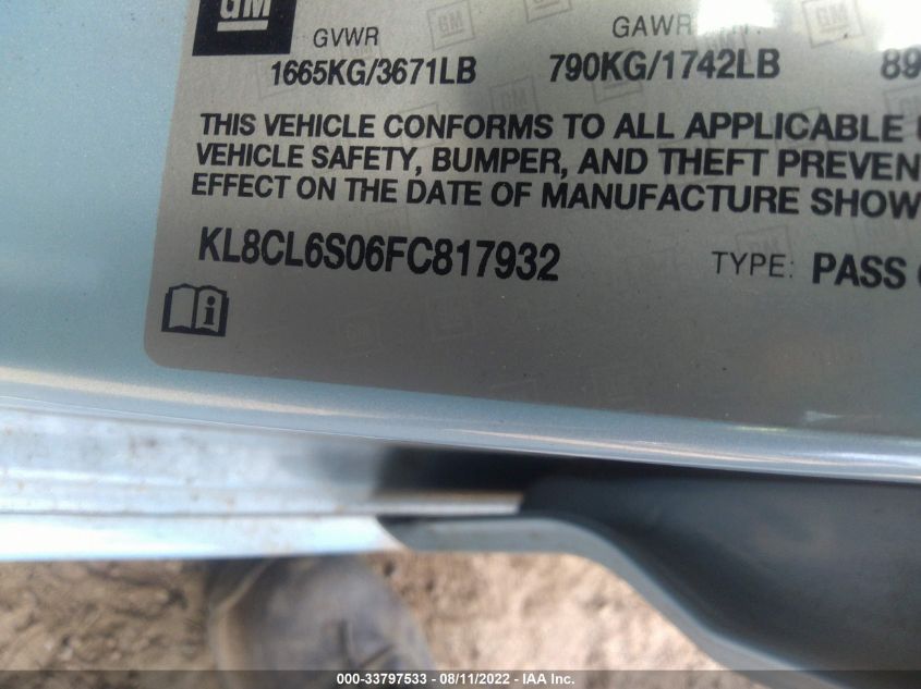 2015 CHEVROLET SPARK EV LT KL8CL6S06FC817932