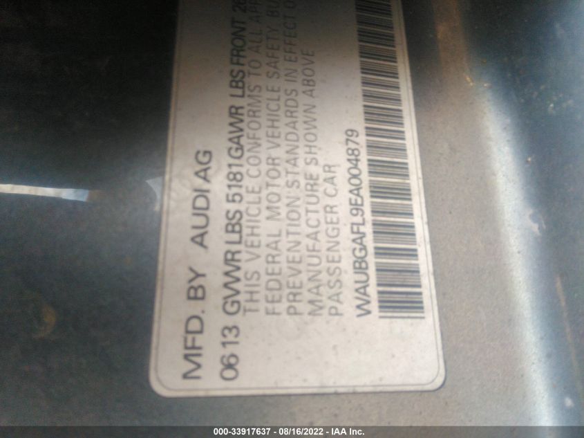 2014 AUDI S4 PREMIUM PLUS WAUBGAFL9EA004879