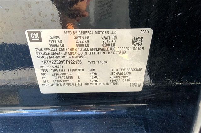 2015 GMC SIERRA 2500HD SLT 1GT12ZE89FF122136
