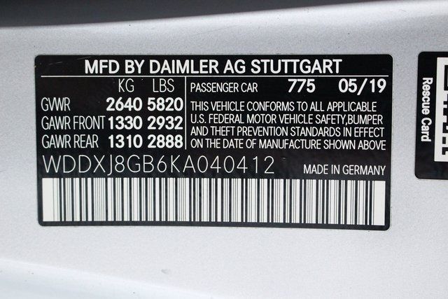 2019 MERCEDES-BENZ S-CLASS S 560 WDDXJ8GB6KA040412