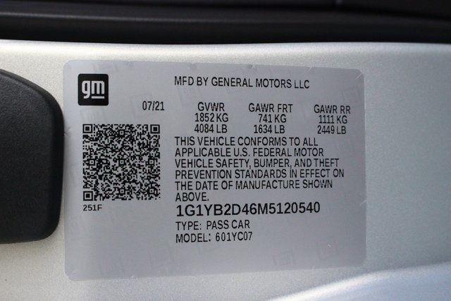 2021 CHEVROLET CORVETTE 2LT 1G1YB2D46M5120540