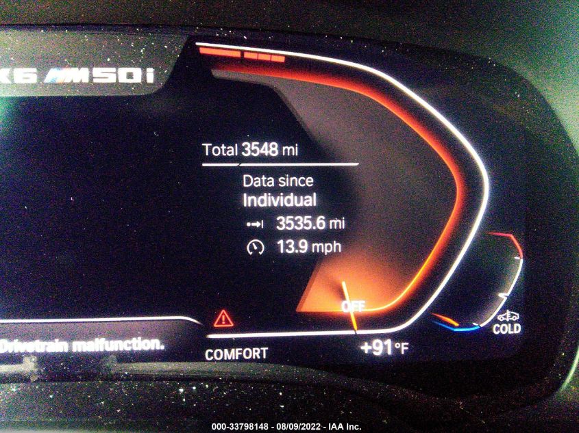 2022 BMW X6 M50I 5UXCY8C05N9L14180