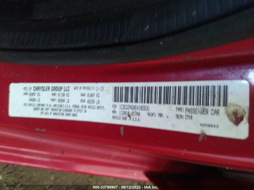 2014 DODGE AVENGER SE 1C3CDZAGXEN182631