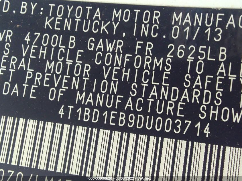 2013 TOYOTA AVALON HYBRID XLE PREMIUM 4T1BD1EB9DU003714