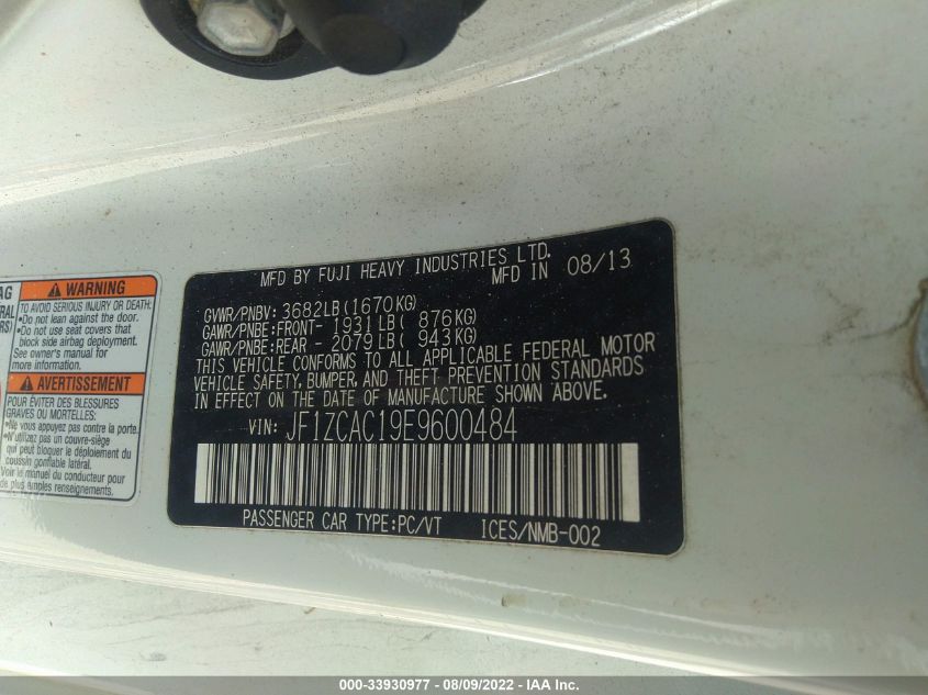 2014 SUBARU BRZ LIMITED JF1ZCAC19E9600484