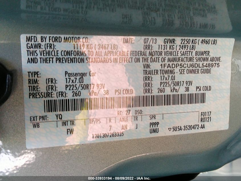 2013 FORD C-MAX ENERGI SEL 1FADP5CU6DL548975