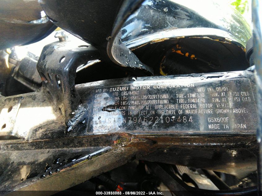 2002 SUZUKI GSX600 F JS1GN798622101484