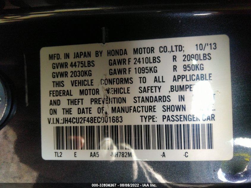 2014 ACURA TSX JH4CU2F48EC001683