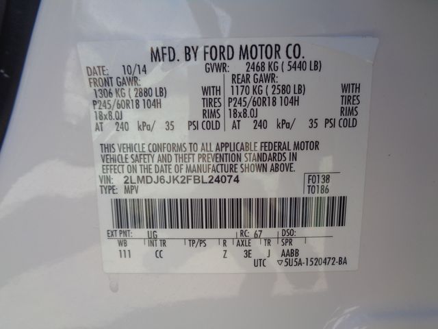 2015 LINCOLN MKX 2LMDJ6JK2FBL24074