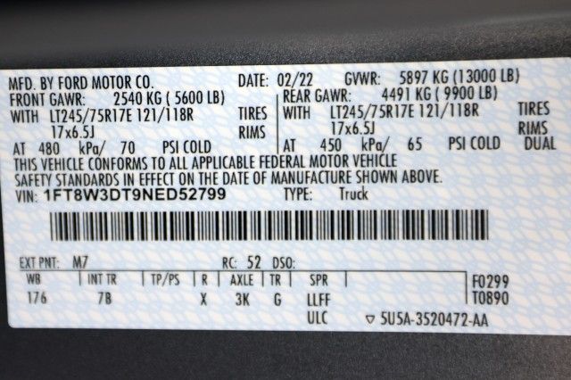 2022 FORD SUPER DUTY F-350 DRW XL/XLT/LARIAT 1FT8W3DT9NED52799