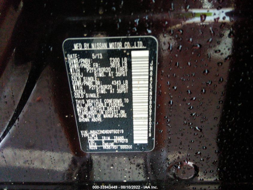 2013 INFINITI QX56 JN8AZ2ND8D9750219
