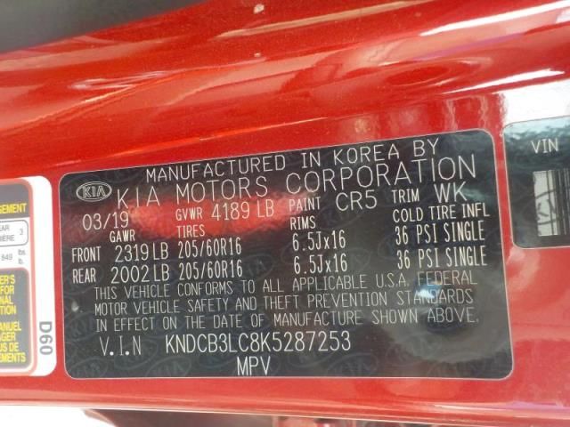 2019 KIA NIRO LX KNDCB3LC8K5287253