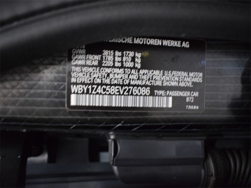 2014 BMW I3 WBY1Z4C58EV276086